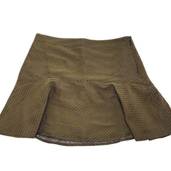 Club Monaco Skirt Womens 4 Gold Yellow Flare Mini Geometric Print Polyester - Picture 1 of 7